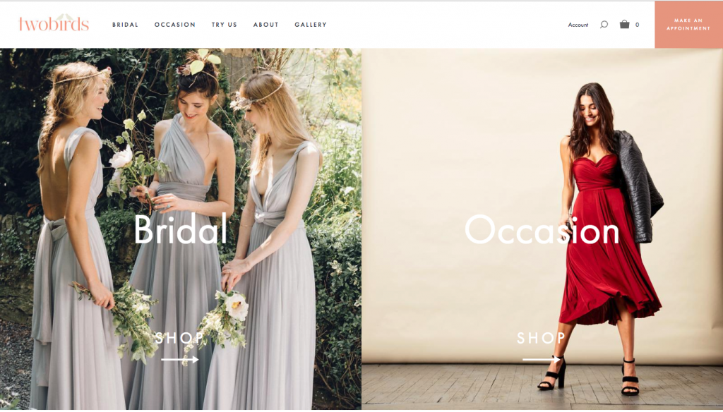 twobirds bridesmaid dress shopping page