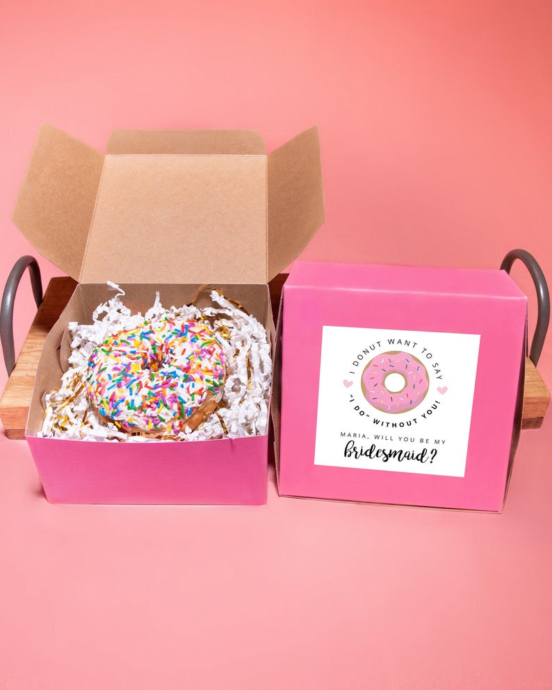 Donut sitting in pink box