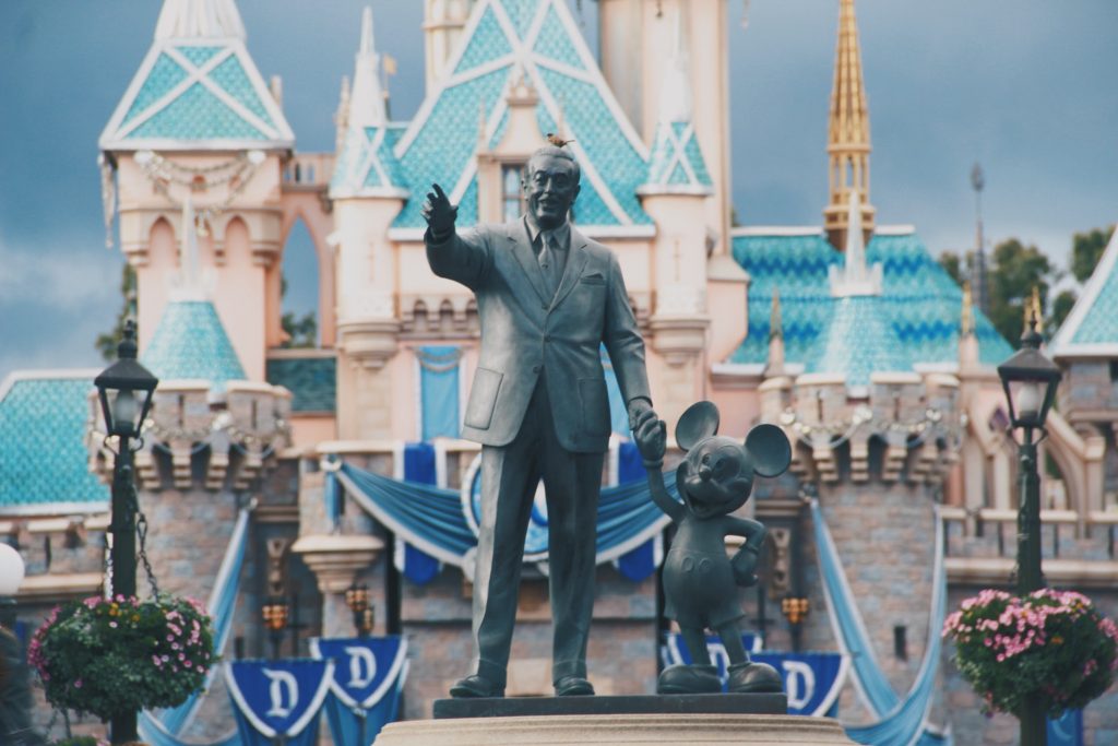 Disneyland castle and statue
