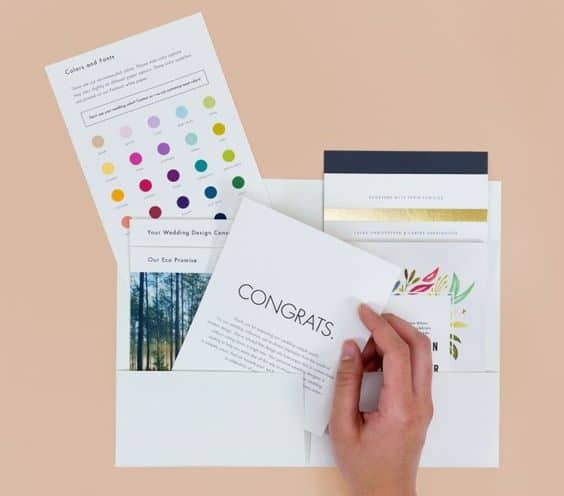 Color chart and invitation samples for free from Paper Culture.