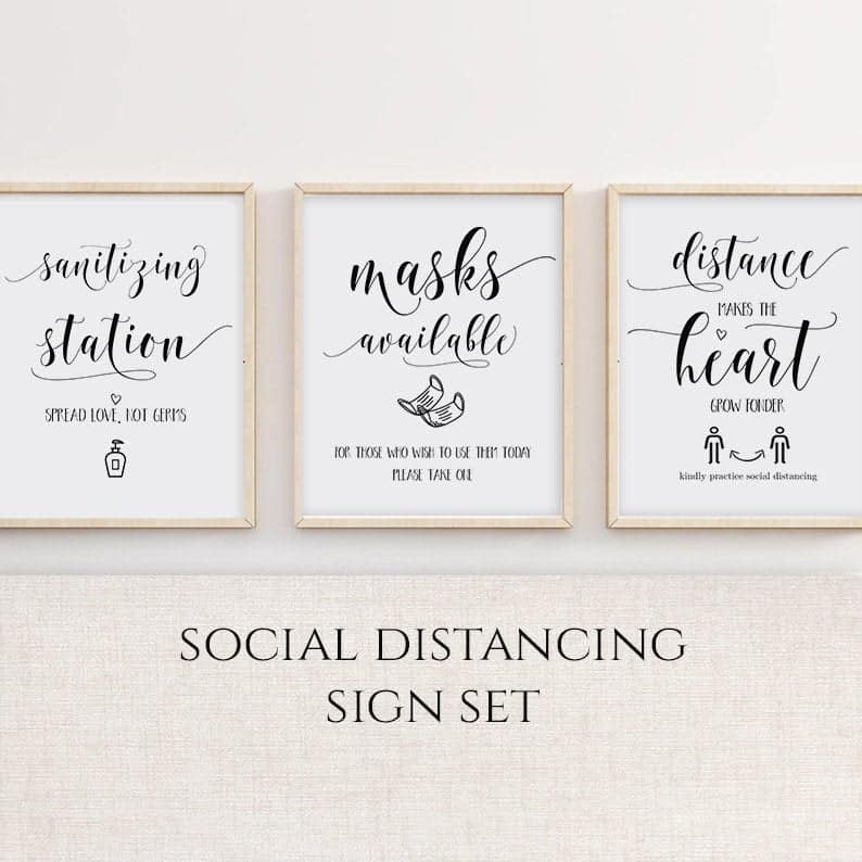 Social Distancing Wedding Sign Set