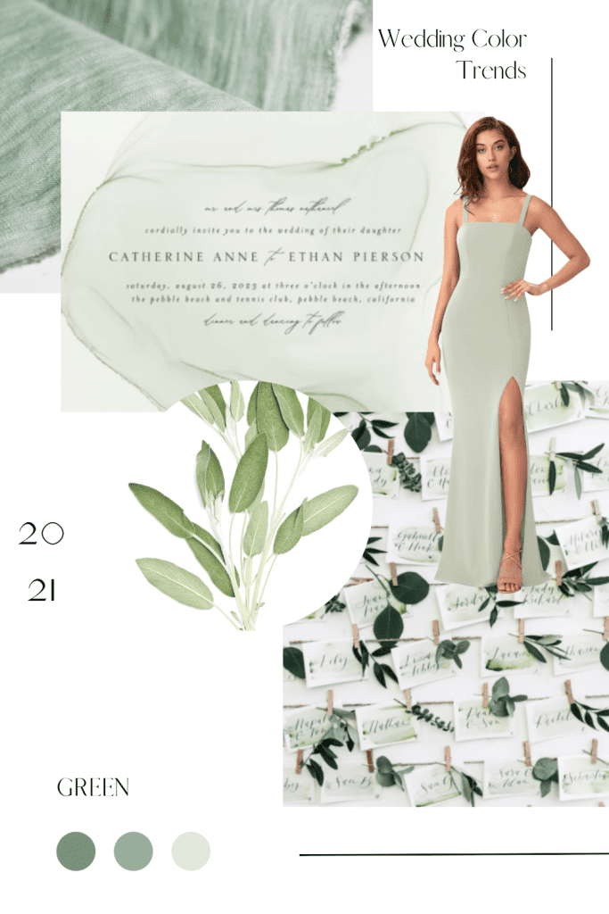 2021 Green Collage of Wedding Color Trends and Inspiration