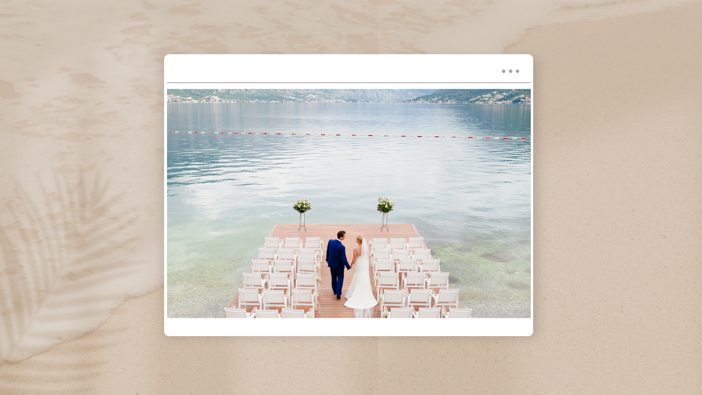 Website browser image with destination wedding on the beach