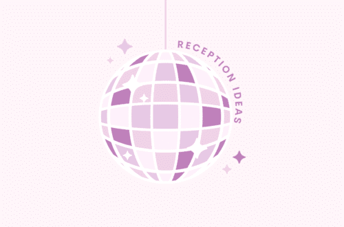 Sparkling disco ball illustration with text "reception ideas"